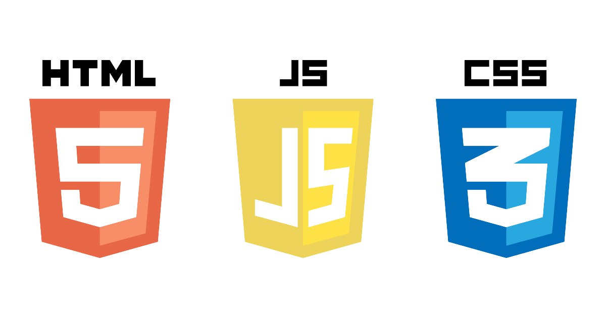  Logos for HTML5 (red), JS (yellow), and CSS3 (blue)